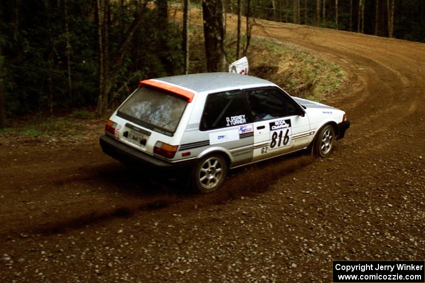 Josh Turner / Dave Disney Toyota Corolla FX-16 at the spectator corner on SS14, White Oak Flats II.