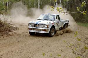 Ken Stewart / Doc Shrader drift their Chevy S-10 through a 90-right on Indian Creek Rd., SS1.