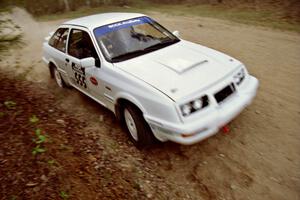 Colin McCleery / Jeff Secor drift their Merkur XR4Ti on Indian Creek Rd., SS1.