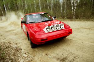 Phil Schmidt / Steve Irwin drift their Toyota MR2 through a 90-right on Indian Creek Rd., SS1.