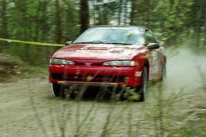 Mark Utecht / Brenda Lewis at speed in the Two Inlets State Forest in their Mitsubishi Eclipse GSX.