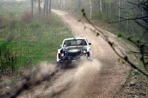 Ken Stewart / Doc Shrader at speed in their Chevy S-10 in the Two Inlets State Forest.