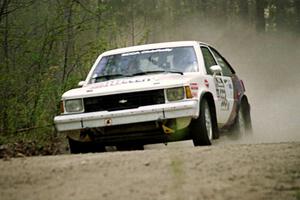 Jerry Brownell / Jim Windsor at speed in their Chevy Citation in the Two Inlets State Forest.