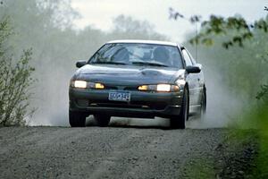 Paul Peters / Bob Anderson at speed in the Two Inlets State Forest in their Mitsubishi Eclipse GSX.