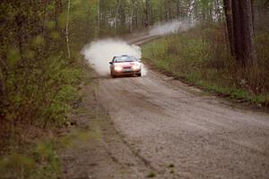Ron Nelson / Drew Goldsmith at speed in the Two Inlets State Forest in their Eagle Talon.