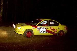 The Dave Johnson / Shannon Johnson Dodge Neon ACR heads uphill at the crossroads hairpin.