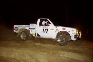 Ken Stewart / Doc Shrader drift their Chevy S-10 through the crossroads sweeper on the final stage.