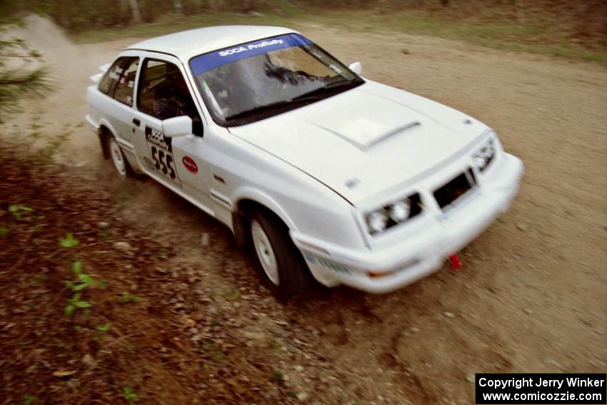 Colin McCleery / Jeff Secor drift their Merkur XR4Ti on Indian Creek Rd., SS1.