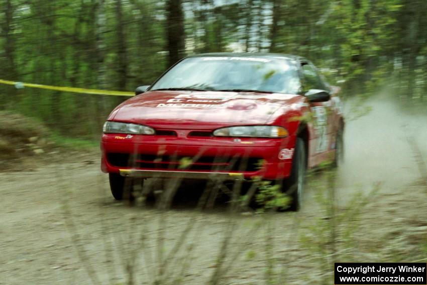 Mark Utecht / Brenda Lewis at speed in the Two Inlets State Forest in their Mitsubishi Eclipse GSX.