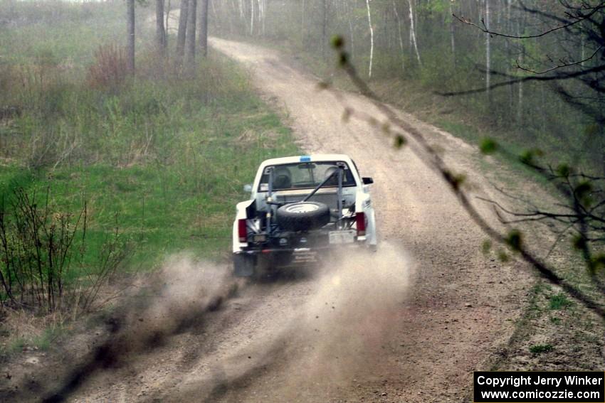 Ken Stewart / Doc Shrader at speed in their Chevy S-10 in the Two Inlets State Forest.