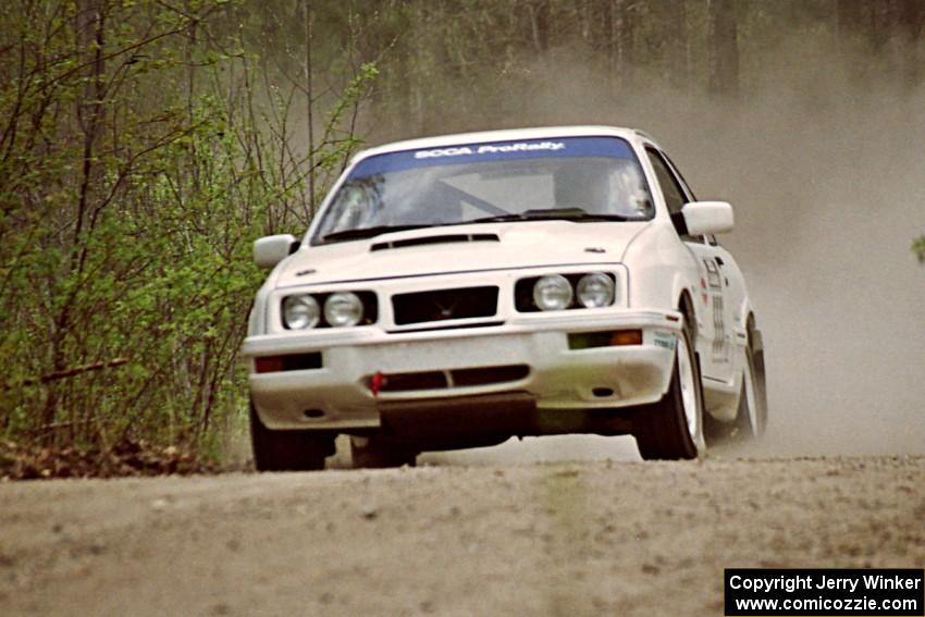 Colin McCleery / Jeff Secor at speed in the Two Inlets State Forest in their Merkur XR4Ti.