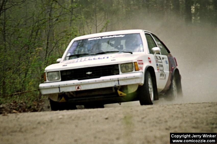 Jerry Brownell / Jim Windsor at speed in their Chevy Citation in the Two Inlets State Forest.