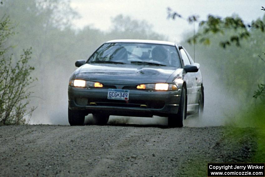 Paul Peters / Bob Anderson at speed in the Two Inlets State Forest in their Mitsubishi Eclipse GSX.