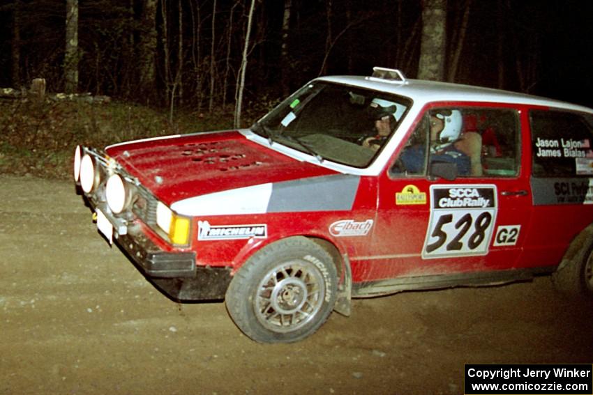 Jason Lajon / James Bialas head uphill at the crossroads hairpin in their VW GTI.