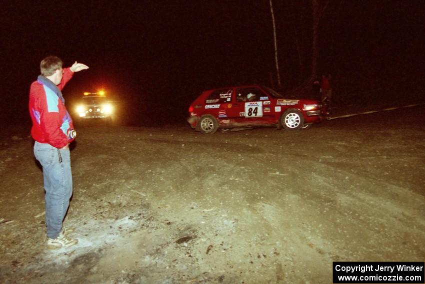 Al Kintigh / Diane Sargent limp up the crossroads hairpin after DNF'ing the event in their VW GTI.