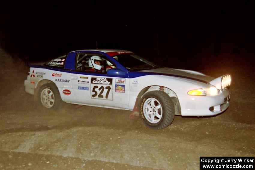 The Chris Gilligan / Joe Petersen Mitsubishi Eclipse GSX drifts through the crossroads on the final stage of the event.