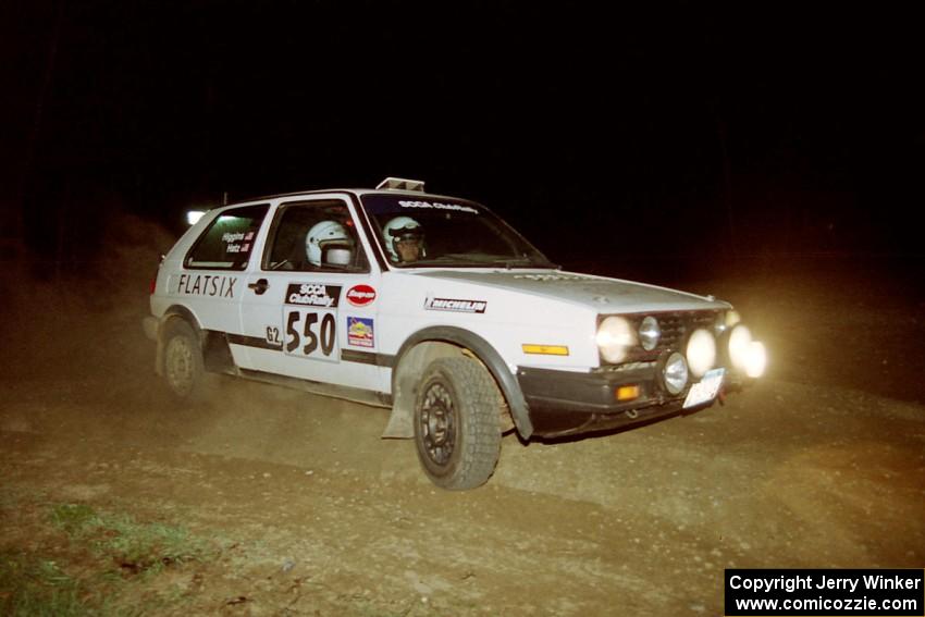 Aaron Hatz / Brendan Higgins drift through the crossroads sweeper on the final stage in their VW GTI.