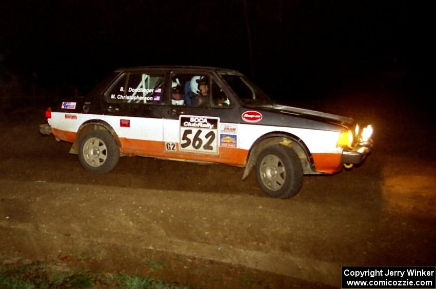 Mike Christopherson / Brian Dondlinger drift their VW Jetta through the crossroads on the final stage of the event.