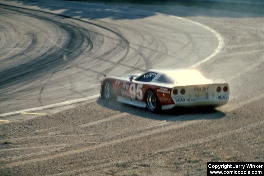 Jim Moyer's Chevy Corvette spins at turn 12