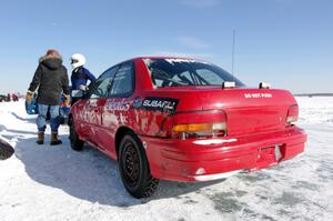 Rich Westgard / Brent Carlson Subaru Impreza in the pits between races