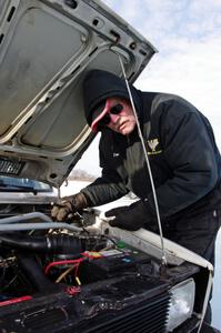 Dee Pendergast works on the Brad Johnson / Morgan Johnson VW Rabbit