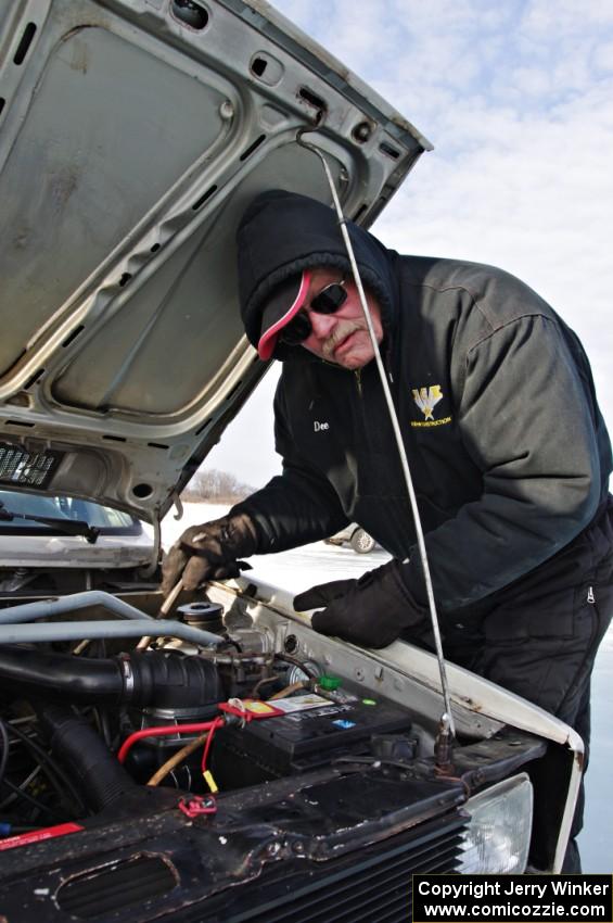 Dee Pendergast works on the Brad Johnson / Morgan Johnson VW Rabbit