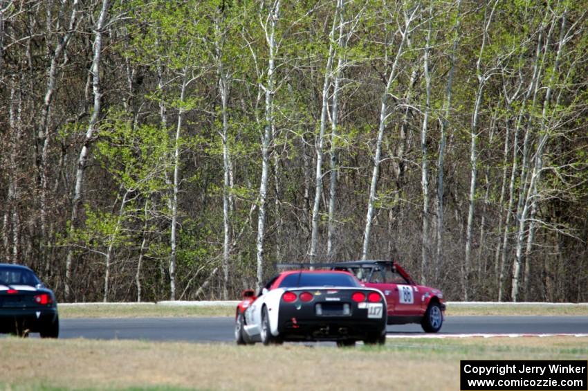 Missing Link Motorsports BMW 325i, Transcendental Racing Mazda Miata and Braunschweig Racing Chevy Corvette