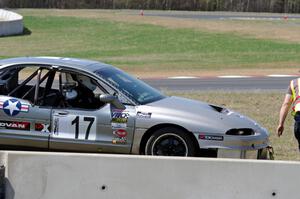 Errora Olds Aurora stops at turn four after losing all coolant.