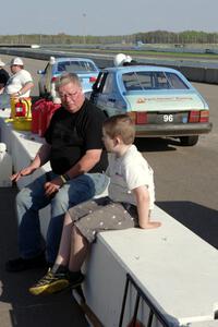 Tim Winker with his nephew on the pit wall.