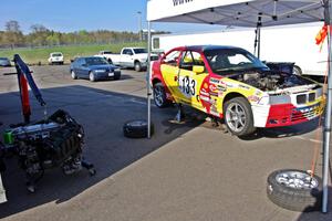 Tubby Butterman Racing 1 BMW 325i with a heart transplant ready after Saturday's race.