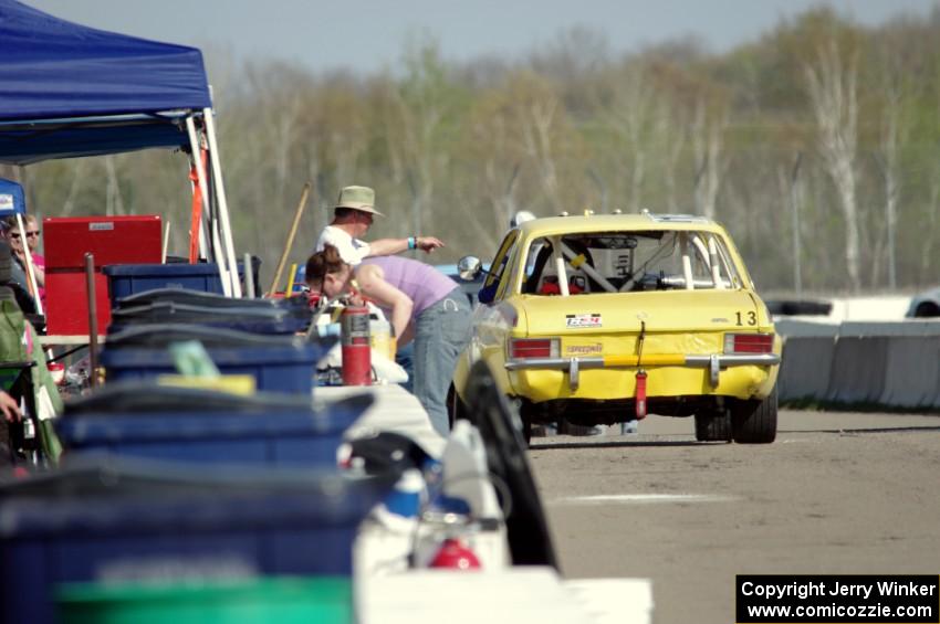 Richard Nixon Racing Opel Ascona in pit lane after the race.