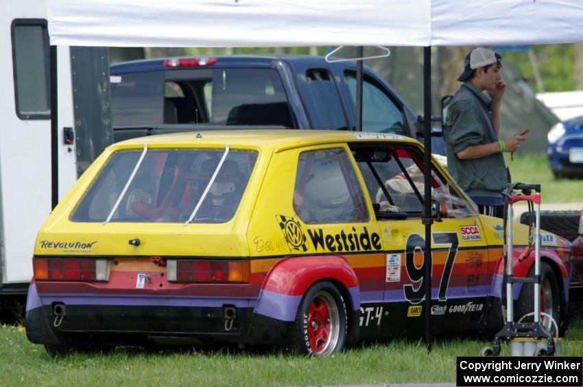 Jimmy Griggs' GTL VW Rabbit in the paddock.