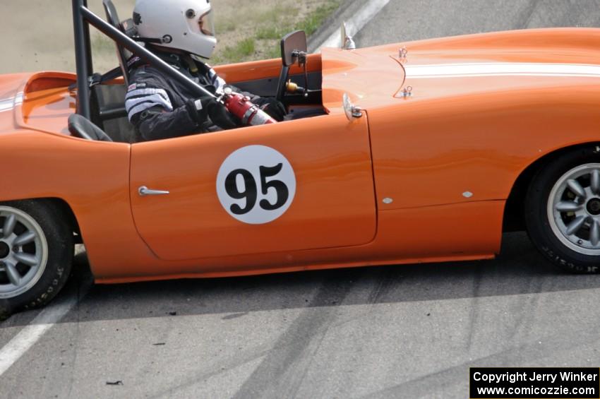 Rich Stadther's Elva Courier spins coming out of turn 12.