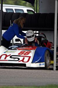 Jack Church takes off his helmet after the Spec Racer Ford race.
