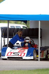 Jack Church takes off his helmet after the Spec Racer Ford race.