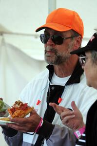 Workers at the post-race pizza party.