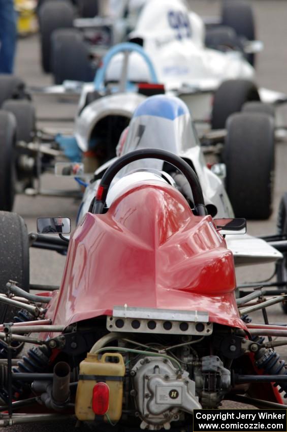 Marty Handberg's Tiga FFA80 Club Formula Ford on the false grid.