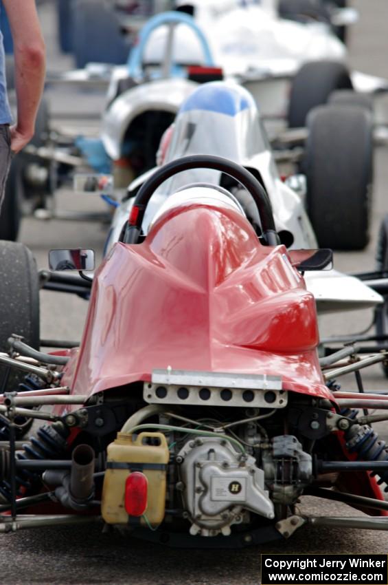 Marty Handberg's Tiga FFA80 Club Formula Ford on the false grid.