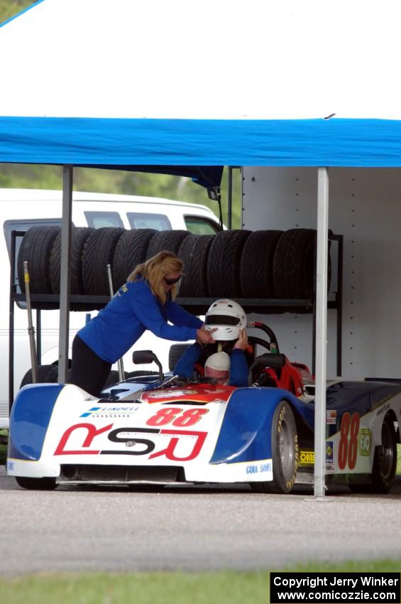 Jack Church takes off his helmet after the Spec Racer Ford race.