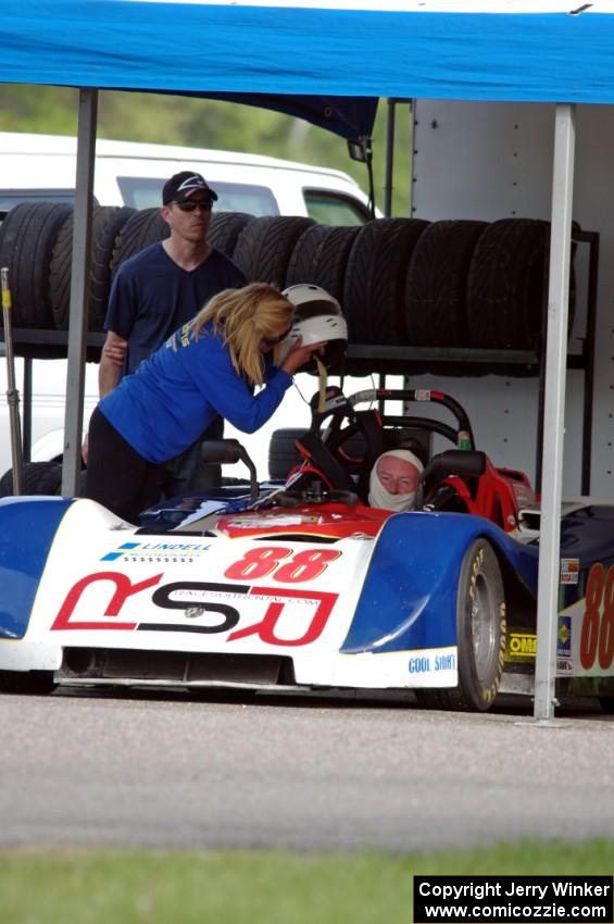 Jack Church takes off his helmet after the Spec Racer Ford race.