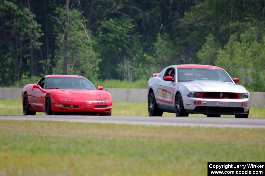 Allen Myers' TT3 Ford Mustang Boss 302 and Tony Belak's TT2 Chevy Corvette Z06