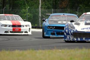 Dave Pintaric's Chevy Corvette, Cameron Lawrence's Dodge Challenger and Tony Ave's Ford Mustang