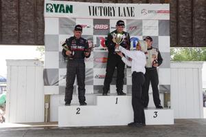 TA3A podium: L to R) Todd Napieralski - 2nd; Jason Fichter - 1st; Gary Curtis - presenting trophy; and Tim Rubright - 3rd
