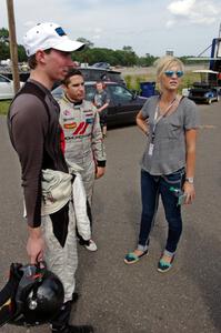 Dillon Machavern, Cameron Lawrence and Morgan Roush converse after the race.