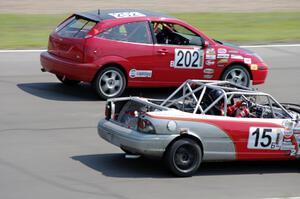 Three Sheets Racing Ford Focus ZX3 and NNM Motorsports Dodge Neon