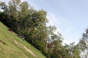 Toppled trees just off the midway portion of the front straight.