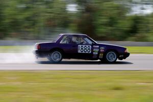 Purple-Headed Chumps Ford Mustang loses its engine at turn 3.