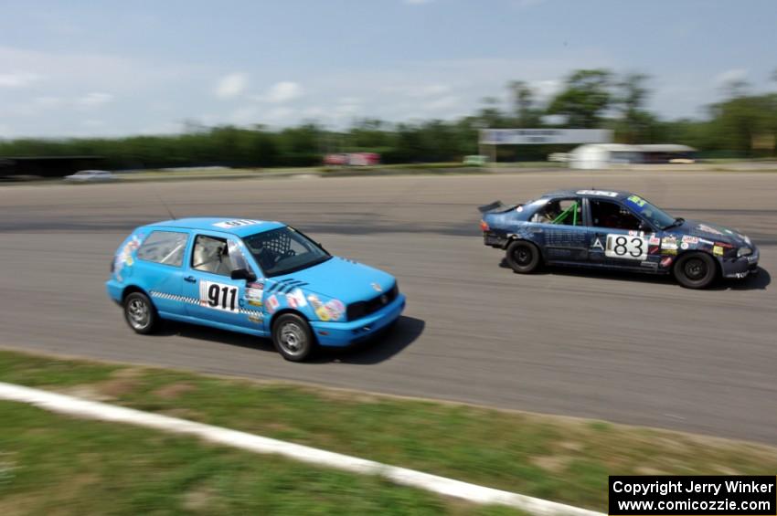 Mayhem Racing Honda Civic and Blue Sky Racing VW Golf