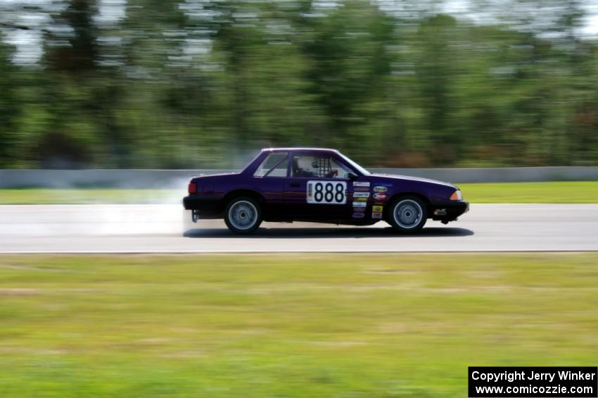 Purple-Headed Chumps Ford Mustang loses its engine at turn 3.