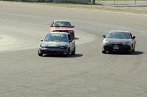 Mayhem Racing Honda Civic, Left Shark Racing Hyundai Tiburon and Probs Racing BMW 325is